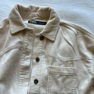 ZARA | Corduroy Shirt Jacket in Cream Size XS